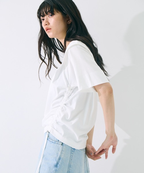 STUDIOUS(ステュディオス)の「【STUDIOUS/ステュディオス】Multi Length Drawstring Tee/マルチレングスドローストリングT/ウォッシャブル/細見え(Tシャツ/カットソー・レディース・ホワイト/ブラック・FREE)」の22枚目の写真