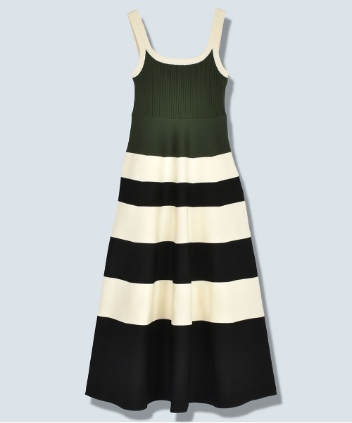 OMMO(オーエムエムオー)の「【OMMO(オーエムエムオー)】BODER KNIT SQUARE TANK OP/ボーダーニットスクエアタンクワンピース(ワンピース・レディース・ホワイト/ブルー/ピンク・38/36)」の1枚目の写真