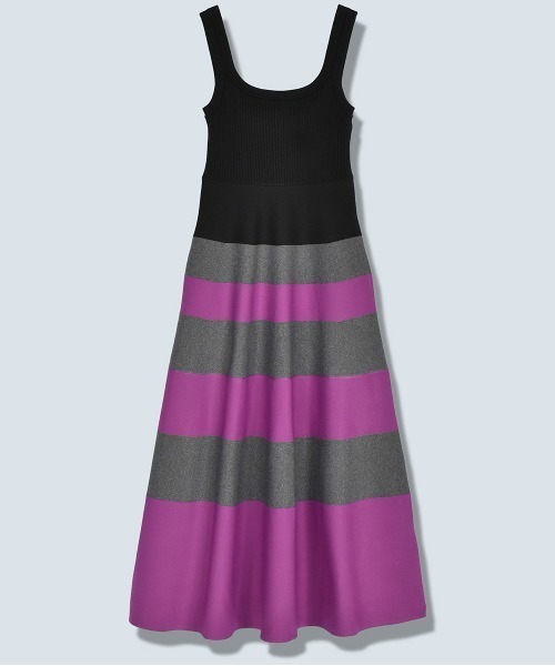 OMMO(オーエムエムオー)の「【OMMO(オーエムエムオー)】BODER KNIT SQUARE TANK OP/ボーダーニットスクエアタンクワンピース(ワンピース・レディース・ホワイト/ブルー/ピンク・38/36)」の3枚目の写真