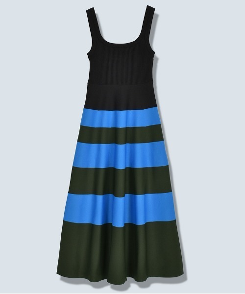 OMMO(オーエムエムオー)の「【OMMO(オーエムエムオー)】BODER KNIT SQUARE TANK OP/ボーダーニットスクエアタンクワンピース(ワンピース・レディース・ホワイト/ブルー/ピンク・38/36)」の2枚目の写真