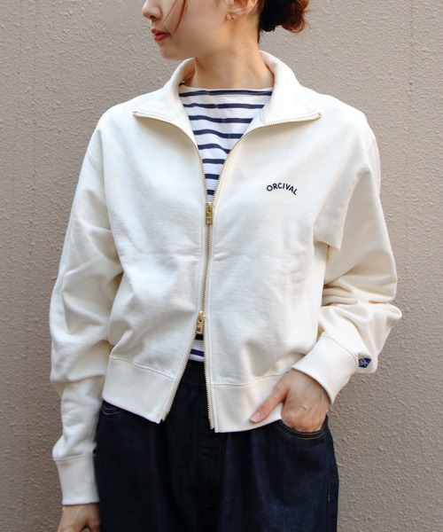 ORCIVAL(オーシバル)の「ORCIVAL/オーシバル スタンドカラージップジャケット STAND COLLAR ZIP JACKET OR-C0560 MAZ(スウェット・レディース・ブラウン/ナチュラル・2)」の3枚目の写真