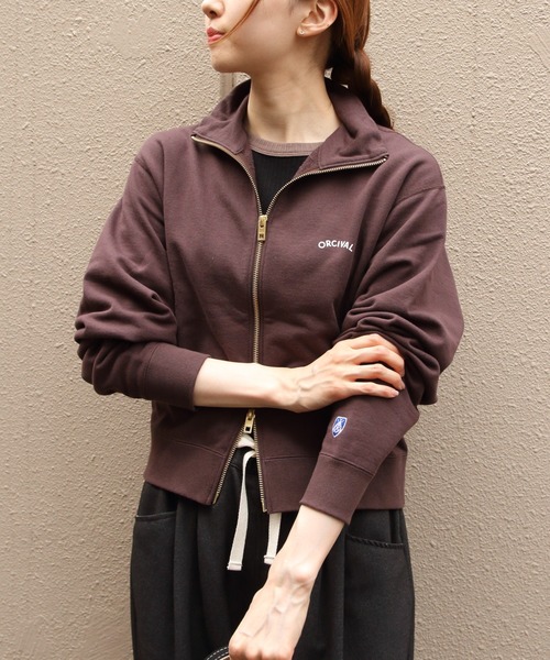 ORCIVAL(オーシバル)の「ORCIVAL/オーシバル スタンドカラージップジャケット STAND COLLAR ZIP JACKET OR-C0560 MAZ(スウェット・レディース・ブラウン/ナチュラル・2)」の13枚目の写真