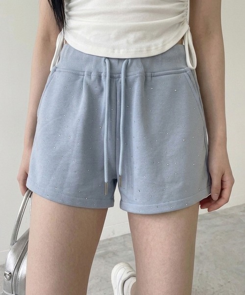 non-hedge(ノンヘッジ)の「ストーン付スウェットショートパンツ(その他パンツ・レディース・オフホワイト/ブラック/サックスブルー/グレー・FREE)」の7枚目の写真