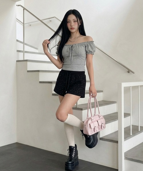 non-hedge(ノンヘッジ)の「ストーン付スウェットショートパンツ(その他パンツ・レディース・オフホワイト/ブラック/サックスブルー/グレー・FREE)」の15枚目の写真