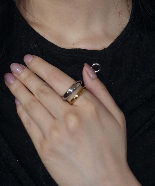 4quince（フォークインス）の「【金属アレルギー対応】ミックスダブルリング（リング・レディース・シルバー×ゴールド・16号）」の2枚目の写真