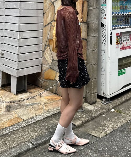 CIAOPANIC（チャオパニック）の「バタフライ透かし編みニット（パーカー・レディース・ブラウン/アイボリー/ピンク/イエロー・ONE SIZE）」の20枚目の写真