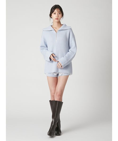 FRAY I.D(フレイアイディー)の「ニットショートパンツ(その他パンツ・レディース・グレー/ライトブルー/アイボリー・F)」の6枚目の写真