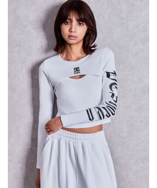 DC(ディーシー)の「GYDA×DC FRONT OPEN LONG SLEEVEトップス【セットアップ着用可能】(Tシャツ/カットソー・レディース・ブラック/オフホワイト/ピンク・FREE)」の4枚目の写真