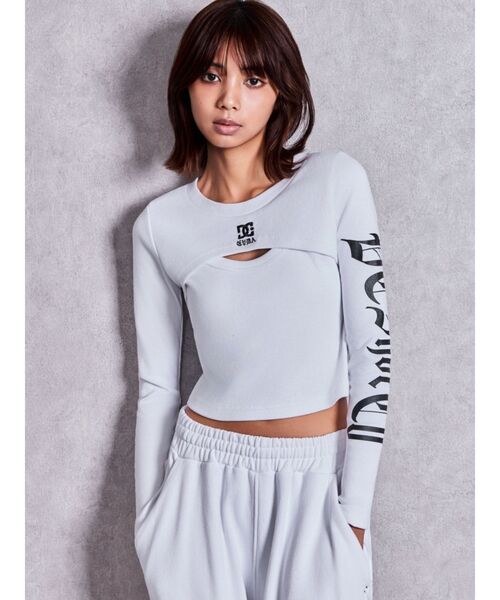 DC(ディーシー)の「GYDA×DC FRONT OPEN LONG SLEEVEトップス【セットアップ着用可能】(Tシャツ/カットソー・レディース・ブラック/オフホワイト/ピンク・FREE)」の5枚目の写真