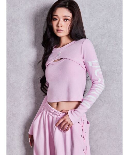 DC(ディーシー)の「GYDA×DC FRONT OPEN LONG SLEEVEトップス【セットアップ着用可能】(Tシャツ/カットソー・レディース・ブラック/オフホワイト/ピンク・FREE)」の16枚目の写真