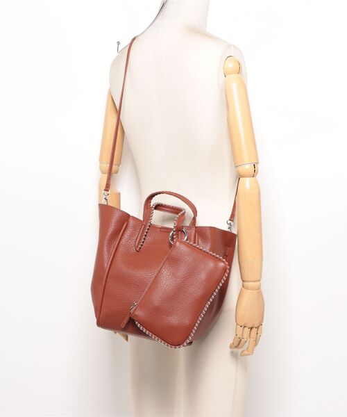 cache cache（カシュ カシュ）の「【cache cache】ミニショルダー付ボールチェーン2wayトートバッグ（トートバッグ・レディース・ブラック/ブラウン/ベージュ/ライトグレー/ライトブルー・FREE）」の14枚目の写真