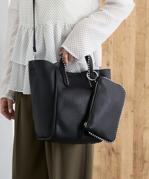 cache cache（カシュ カシュ）の「【cache cache】ミニショルダー付ボールチェーン2wayトートバッグ（トートバッグ・レディース・ブラック/ブラウン/ベージュ/ライトグレー/ライトブルー・FREE）」の18枚目の写真