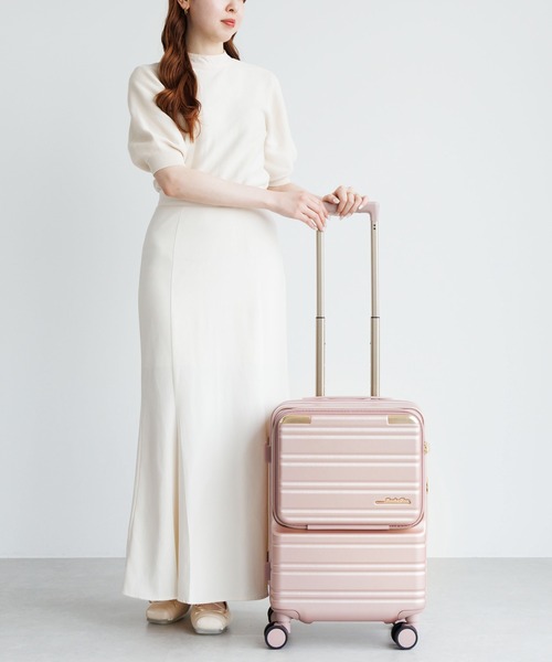 Jewelna Rose(ジュエルナローズ)の「ノクシエラ フロントポケット付スーツケース 37L 機内持ち込み 09361(スーツケース/キャリーバッグ・レディース・ピンク/ネイビー/シルバー・FREE)」の1枚目の写真