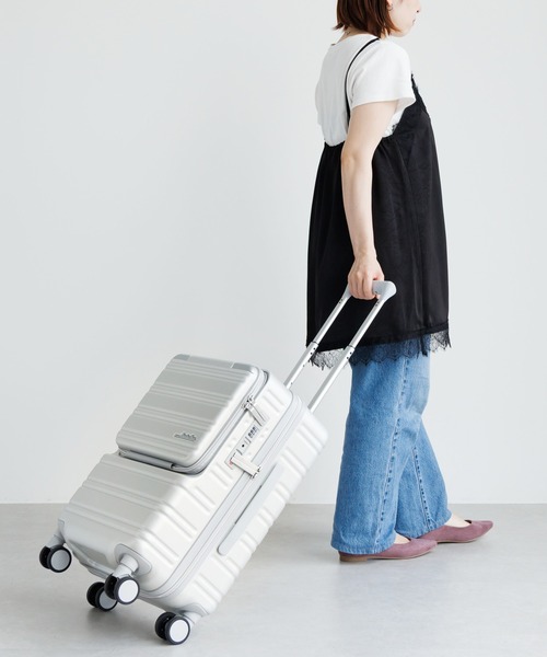Jewelna Rose(ジュエルナローズ)の「ノクシエラ フロントポケット付スーツケース 37L 機内持ち込み 09361(スーツケース/キャリーバッグ・レディース・ピンク/ネイビー/シルバー・FREE)」の16枚目の写真