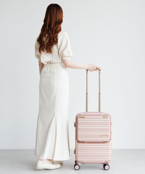Jewelna Rose(ジュエルナローズ)の「ノクシエラ フロントポケット付スーツケース 37L 機内持ち込み 09361(スーツケース/キャリーバッグ・レディース・ピンク/ネイビー/シルバー・FREE)」の15枚目の写真