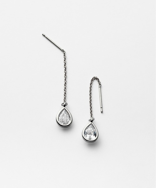 UNITED JEWELS-ef-(ユナイテッドジュエルズイフ)の「Chain Pierce - Drop CZ(ピアス(両耳用)・レディース・イエローゴールド/シルバー・FREE)」の2枚目の写真