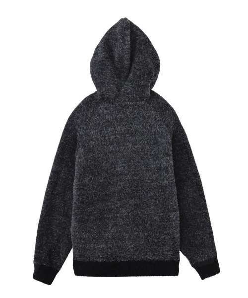 X-girl(エックスガール)の「SHAGGY KNIT ZIP UP HOODIE(ニット/セーター・レディース・グレー/ブラック・ONE SIZE)」の8枚目の写真