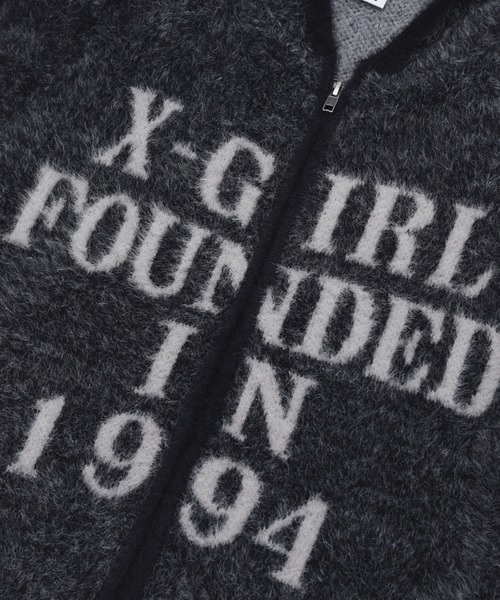 X-girl(エックスガール)の「SHAGGY KNIT ZIP UP HOODIE(ニット/セーター・レディース・グレー/ブラック・ONE SIZE)」の10枚目の写真