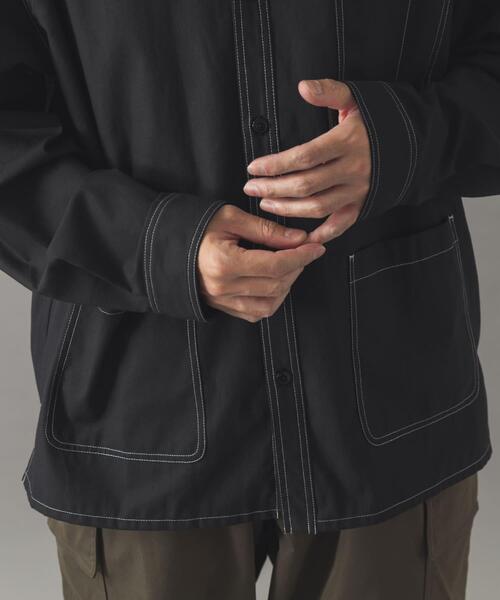 ITEMS URBANRESEARCH（アイテムズ アーバンリサーチ）の「Wステッチ シャンブレー カバーオールシャツ（シャツ/ブラウス・メンズ・ネイビー/ブラック・LARGE/MEDIUM）」の20枚目の写真