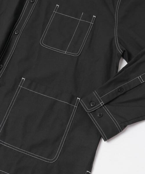 ITEMS URBANRESEARCH（アイテムズ アーバンリサーチ）の「Wステッチ シャンブレー カバーオールシャツ（シャツ/ブラウス・メンズ・ネイビー/ブラック・LARGE/MEDIUM）」の9枚目の写真