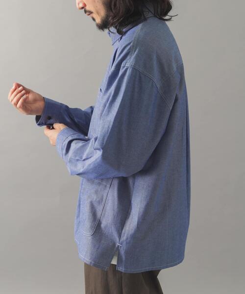 ITEMS URBANRESEARCH（アイテムズ アーバンリサーチ）の「Wステッチ シャンブレー カバーオールシャツ（シャツ/ブラウス・メンズ・ネイビー/ブラック・LARGE/MEDIUM）」の12枚目の写真