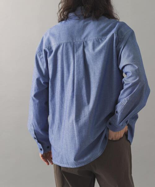 ITEMS URBANRESEARCH（アイテムズ アーバンリサーチ）の「Wステッチ シャンブレー カバーオールシャツ（シャツ/ブラウス・メンズ・ネイビー/ブラック・LARGE/MEDIUM）」の13枚目の写真