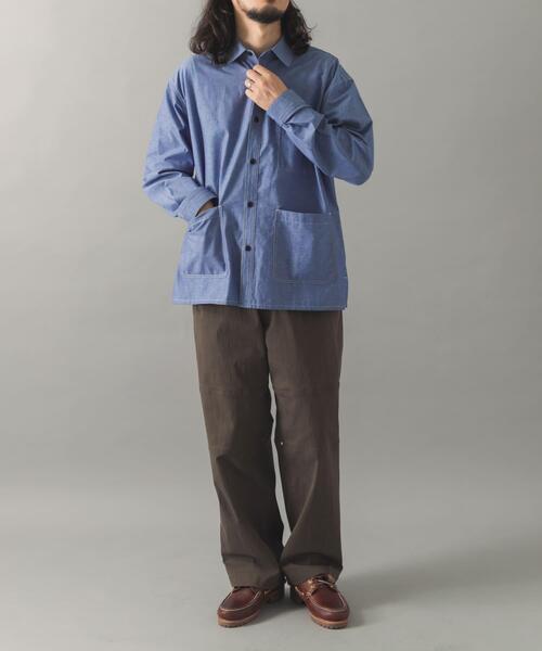ITEMS URBANRESEARCH（アイテムズ アーバンリサーチ）の「Wステッチ シャンブレー カバーオールシャツ（シャツ/ブラウス・メンズ・ネイビー/ブラック・LARGE/MEDIUM）」の14枚目の写真