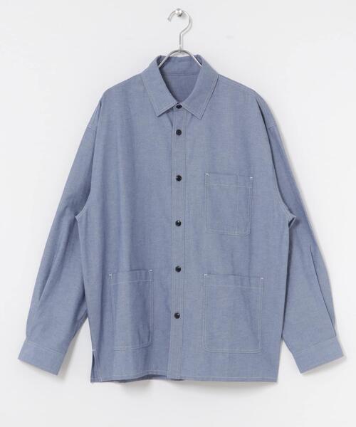 ITEMS URBANRESEARCH（アイテムズ アーバンリサーチ）の「Wステッチ シャンブレー カバーオールシャツ（シャツ/ブラウス・メンズ・ネイビー/ブラック・LARGE/MEDIUM）」の15枚目の写真