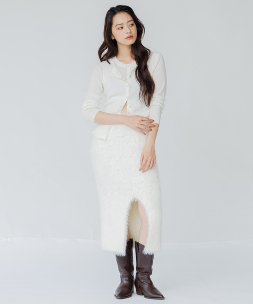 SENEE(セニー)の「layered rib cardigan(レイヤードリブカーディガン)(カーディガン/ボレロ・レディース・チャコール/ブラック/アイボリー・FREE)」の12枚目の写真