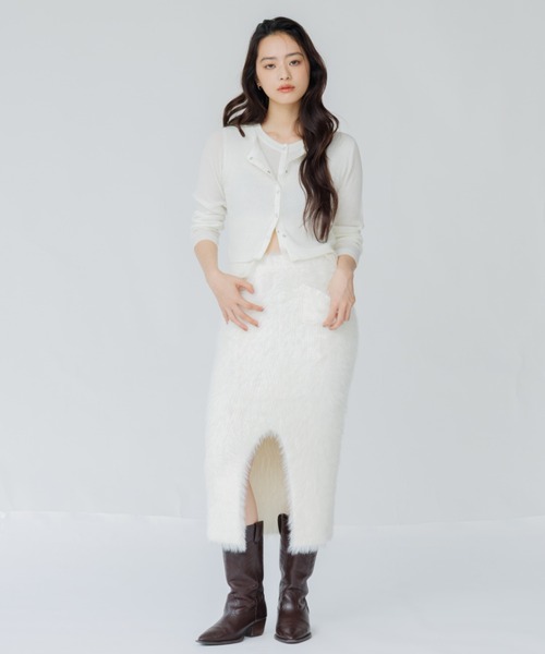 SENEE(セニー)の「layered rib cardigan(レイヤードリブカーディガン)(カーディガン/ボレロ・レディース・チャコール/ブラック/アイボリー・FREE)」の14枚目の写真