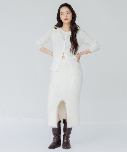 SENEE(セニー)の「layered rib cardigan(レイヤードリブカーディガン)(カーディガン/ボレロ・レディース・チャコール/ブラック/アイボリー・FREE)」の13枚目の写真