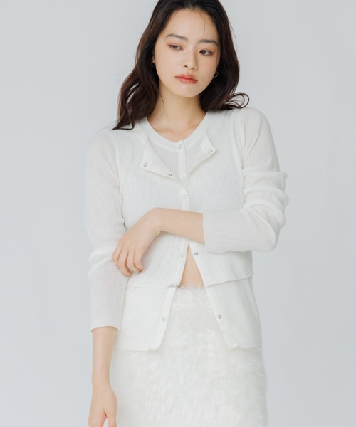 SENEE(セニー)の「layered rib cardigan(レイヤードリブカーディガン)(カーディガン/ボレロ・レディース・チャコール/ブラック/アイボリー・FREE)」の10枚目の写真
