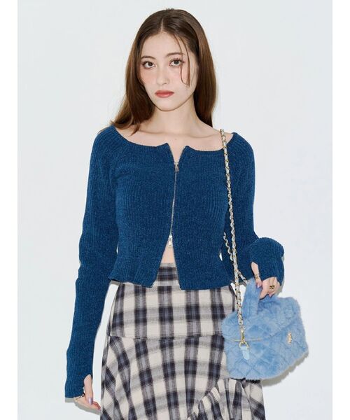 EVRIS(エヴリス)の「モールジップオフショルニットトップス 秋服(ニット/セーター・レディース・ネイビー/ベージュ/ブラック/レッド・FREE)」の3枚目の写真