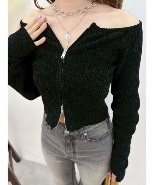 EVRIS(エヴリス)の「モールジップオフショルニットトップス 秋服(ニット/セーター・レディース・ネイビー/ベージュ/ブラック/レッド・FREE)」の17枚目の写真