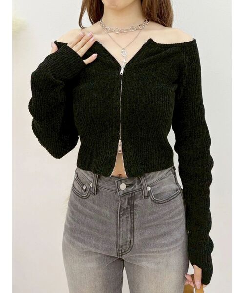 EVRIS(エヴリス)の「モールジップオフショルニットトップス 秋服(ニット/セーター・レディース・ネイビー/ベージュ/ブラック/レッド・FREE)」の18枚目の写真