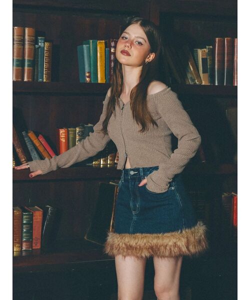 EVRIS(エヴリス)の「モールジップオフショルニットトップス 秋服(ニット/セーター・レディース・ネイビー/ベージュ/ブラック/レッド・FREE)」の12枚目の写真