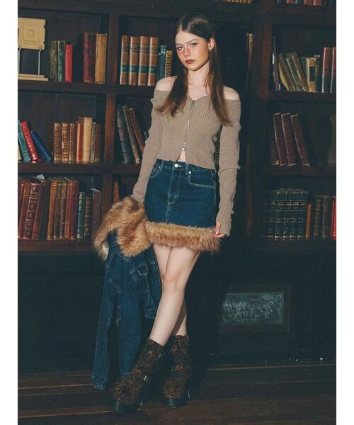 EVRIS(エヴリス)の「モールジップオフショルニットトップス 秋服(ニット/セーター・レディース・ネイビー/ベージュ/ブラック/レッド・FREE)」の10枚目の写真