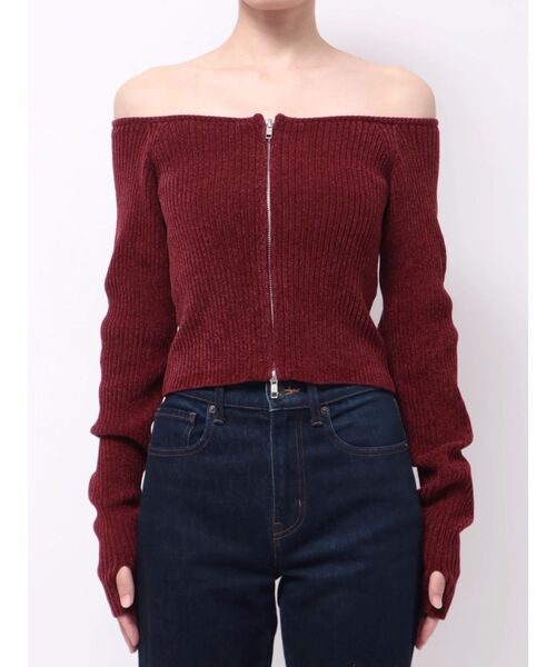 EVRIS(エヴリス)の「モールジップオフショルニットトップス 秋服(ニット/セーター・レディース・ネイビー/ベージュ/ブラック/レッド・FREE)」の9枚目の写真