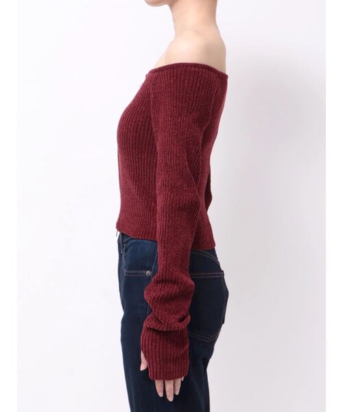 EVRIS(エヴリス)の「モールジップオフショルニットトップス 秋服(ニット/セーター・レディース・ネイビー/ベージュ/ブラック/レッド・FREE)」の8枚目の写真