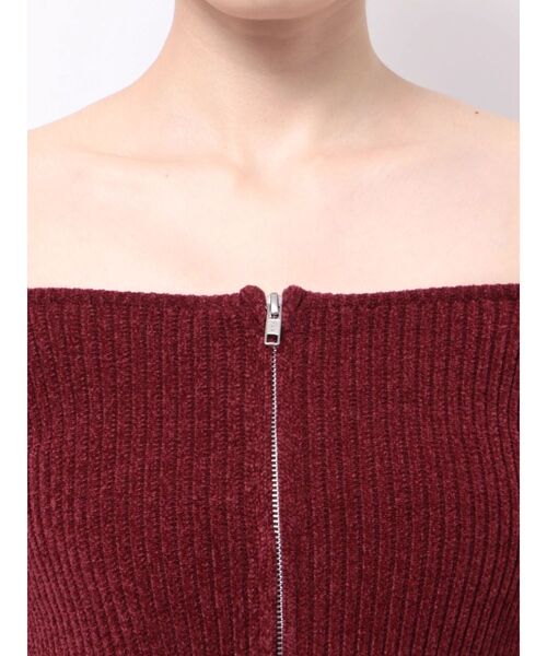 EVRIS(エヴリス)の「モールジップオフショルニットトップス 秋服(ニット/セーター・レディース・ネイビー/ベージュ/ブラック/レッド・FREE)」の6枚目の写真