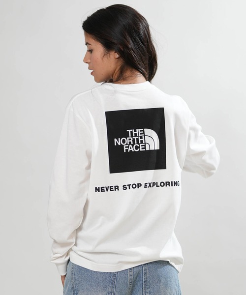 THE NORTH FACE(ザノースフェイス)の「THE NORTH FACE/ザ・ノース・フェイス L/S BACK SQ LOGO T ロンT NT32442L(Tシャツ/カットソー・レディース・ブラック/ホワイト×ブラック・M/S/L)」の1枚目の写真