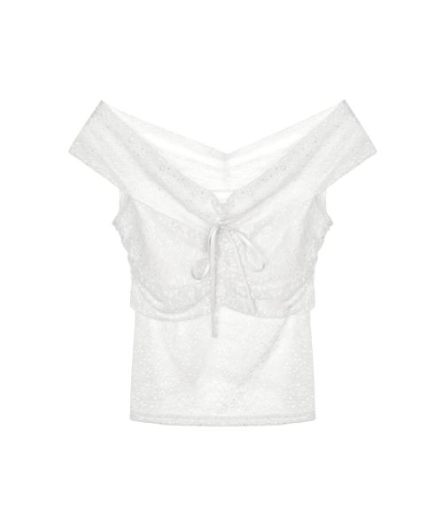 NICK&NICOLE(ニックアンドニコール)の「DRAPED LACE CAMI TOP_IVORY(Tシャツ/カットソー・レディース・その他・FREE)」の1枚目の写真