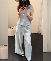 ノースリーブトップスワイドパンツセットアップ