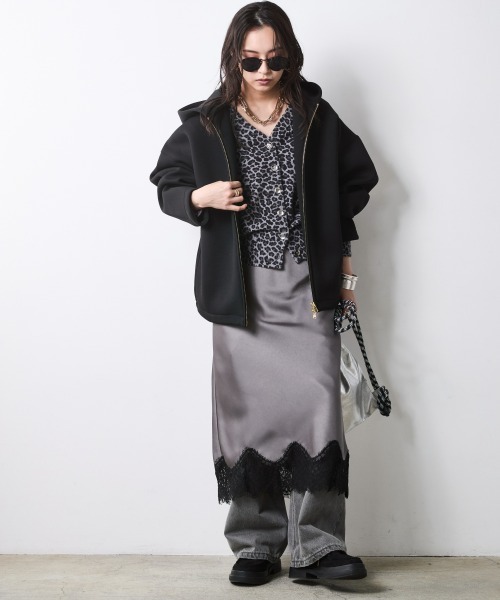 CHIC STYLE(シックスタイル)の「バルーンジップアップフーディ<大きいサイズ有>シックスタイル(パーカー・レディース・ブラック/杢グレー・5L~6L/3L~4L/L~LL/M)」の10枚目の写真