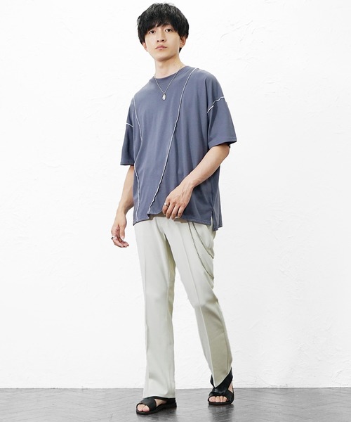 MinoriTY(マイノリティ)の「【MinoriTY】チェーン付きフレアスラックス メンズ 夏服 ユニセックス(その他パンツ・メンズ・ホワイト×ブラック/ホワイト/ブラック/ライトグレー・M/L)」の8枚目の写真