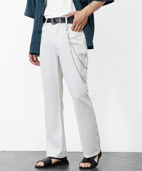MinoriTY(マイノリティ)の「【MinoriTY】チェーン付きフレアスラックス メンズ 夏服 ユニセックス(その他パンツ・メンズ・ホワイト×ブラック/ホワイト/ブラック/ライトグレー・M/L)」の15枚目の写真