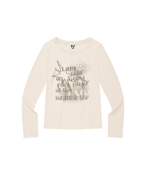 LMR(エルエムアール)の「ソフトスリムボートネックグラフィック長袖Tシャツアイボリー(Tシャツ/カットソー・レディース・アイボリー・SMALL/MEDIUM)」の2枚目の写真