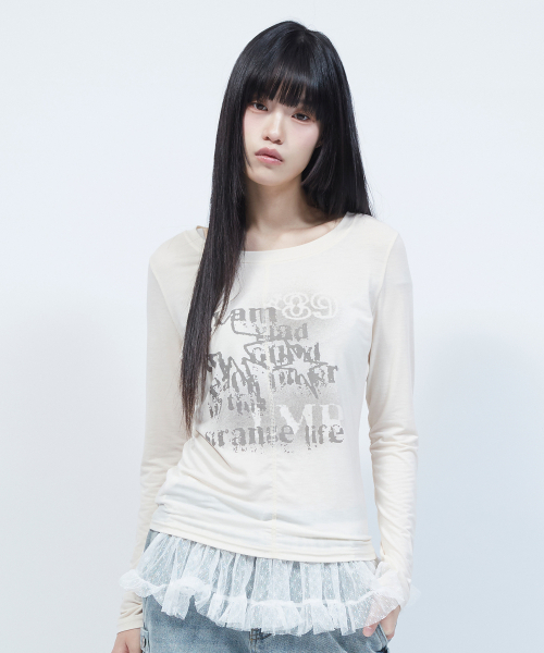 LMR(エルエムアール)の「ソフトスリムボートネックグラフィック長袖Tシャツアイボリー(Tシャツ/カットソー・レディース・アイボリー・SMALL/MEDIUM)」の8枚目の写真