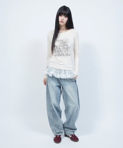 LMR(エルエムアール)の「ソフトスリムボートネックグラフィック長袖Tシャツアイボリー(Tシャツ/カットソー・レディース・アイボリー・SMALL/MEDIUM)」の9枚目の写真