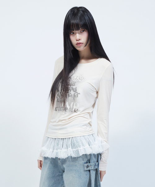 LMR(エルエムアール)の「ソフトスリムボートネックグラフィック長袖Tシャツアイボリー(Tシャツ/カットソー・レディース・アイボリー・SMALL/MEDIUM)」の10枚目の写真